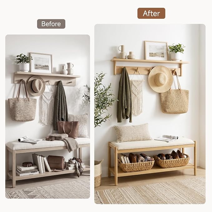 StorageWorks Wicker Baskets for Organizing, Water Hyacinth Storage Baskets | Wicker Storage Baskets for Shelves, Baskets with Wooden Handles, 2-Pack Gifts Basket for Home Decor, Hand-Woven Basket - Image 5