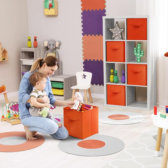 Sorbus Fabric Storage Cubes - 8 Foldable Storage Bins for Organizing Pantry, Cubbies, Toy Box - Clothes Storage & Closet Organizer - 11 Inch Collapsible Cube Baskets for Shelves with Handle - Image 4