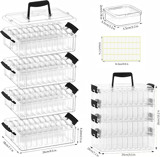 Bead Organizer Box 120 Pcs, 4-Tier Large Capacity Stackable Bead Storage Containers, Portable Plastic Craft Organizers for Jewelry Making, Bracelets, DIY, Nail Art Charms - Image 2