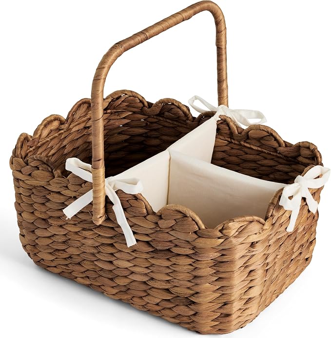 Best Choice Products Baby Diaper Caddy Organizer, Large Portable Handmade Nursery Basket w/Removable Divider & Handles, Handwoven Changing Table Storage Bin for Nursery Organization - Chestnut by Unknown