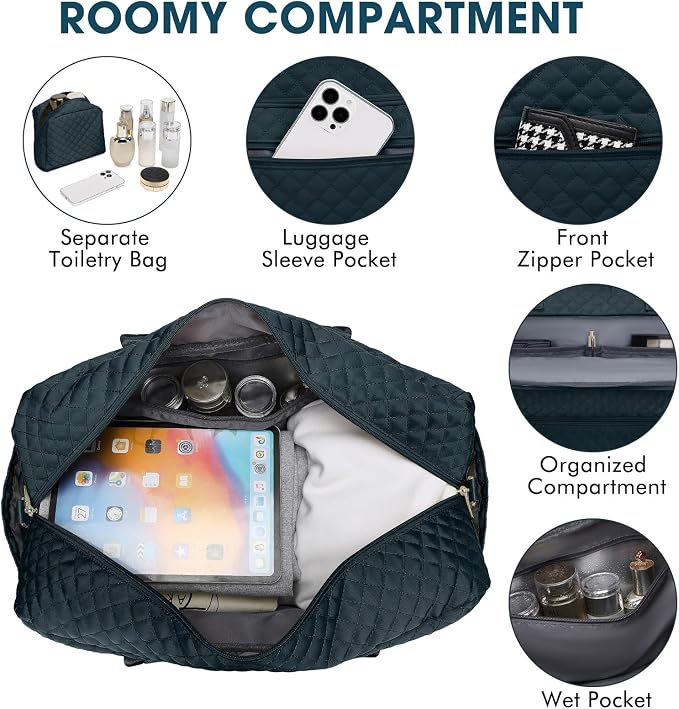 Travel Duffle Bag Weekender for Women - 38L Carry-On Overnight Bag Personal Item Bag with Shoe Compartment & Wet Pocket Weekend Tote Bags with Toiletry Bag Hospital Bags for Labor and Delivery - Image 4