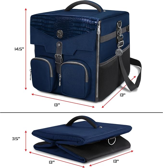 ENHANCE Board Game Shoulder Bag - Collector's Edition Board Game Storage with Shoulder Strap and Accessories Pockets for Dice, Cards, More - Reinforced Carrier Protects Tabletop Games (Dragon Blue) - Image 4