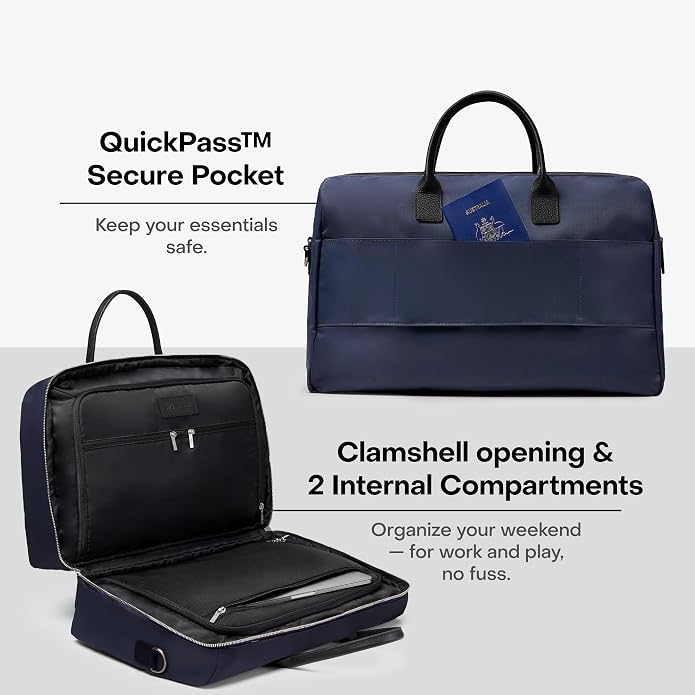 Carry All Split Weekender, Carry On Bag | Weekender Travel Bag for Personal & Work, Zipped Pockets, Pass-Through Band, Clamshell Opening, Flight Approved - Image 4
