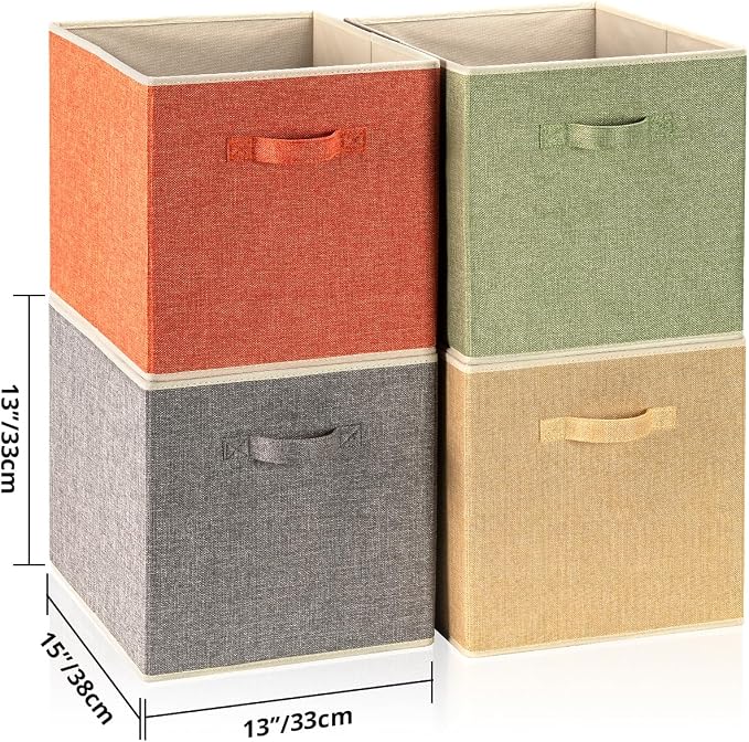 BrillantJo Storage Box for cube, Set of 4 Organiser Basket Bin Drawers Containers with Handles for Storage Cube Unit, 33L x 38W x 33H cm 4 Mixed Colors A - Image 5