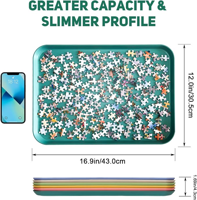 Nariolar 16.9" x 12" Extra-Large Puzzle Sorting Trays Stackable | 6 Pack Puzzle Sorter for Sorting 2000/3000/5000 Puzzle Pieces - Image 3