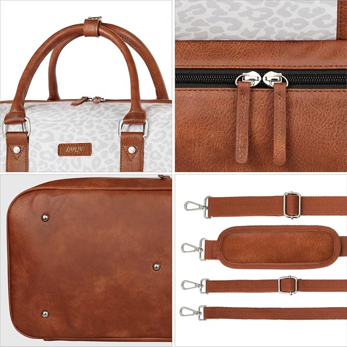 Weekender Bag for Women, Large Overnight Bag Canvas Travel Duffel Bag Carry On Tote with Shoe Compartment 21" 3Pcs Set - Image 8
