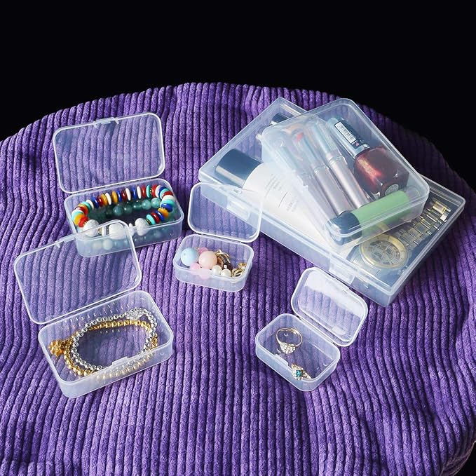 96 Pack Rectangular Clear Plastic Storage Containers | Mixed Sizes, Hinged Lid, For Beads and Small Craft Items - Image 4
