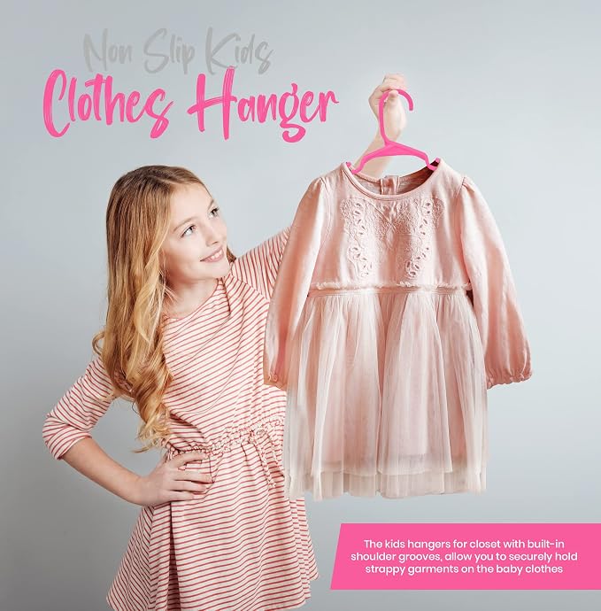 Utopia Home Kids Hangers 20 Pack – 11.5 Inch Baby Closet Hangers Pink | Plastic baby hangers | Fits children's & infant clothes | Gentle on delicate garments - Image 7