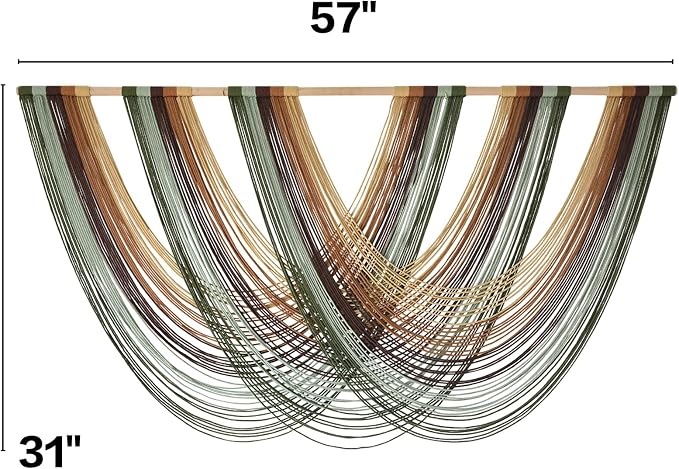 Macrame Wall Hanging Large Boho Wall Decor Yarn Wall Art Tapestry 57"W*31"L | Modern Home Decor, for Nursery Bedroom Decoration, Soft Fiber Art, Statement Wall Hanging, Ready To Hang - Image 5