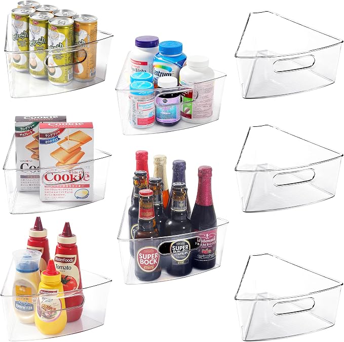 Leeden Lazy Susan Organizer for 28" Diameter Corner Lazy Susan, Plastic Kitchen Cabinet Storage Bins with Handle, 8 Packs, 1/8 Wedge - Food Safe, BPA Free by LEEDEN