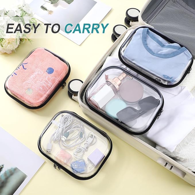 Sanwuta 6 Clear Hard Zipper Case,Black,7.87 X 5.9 X 2 Inch | Pencil Case Pouches ,Makeup Bag,Plastic Toiletry Diaper Bag ,Travel Toy Storage,Waterproof Organizer Bins - Image 5