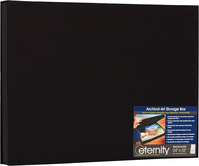 HG Art Concepts Eternity Archival Clamshell Photo Storage Box, Black - 24"x32" - For Storing Artwork, Photos & Documents, Deluxe Acid-Free, Sturdy & Lined With Archive-Quality Paper by HGArtConcepts