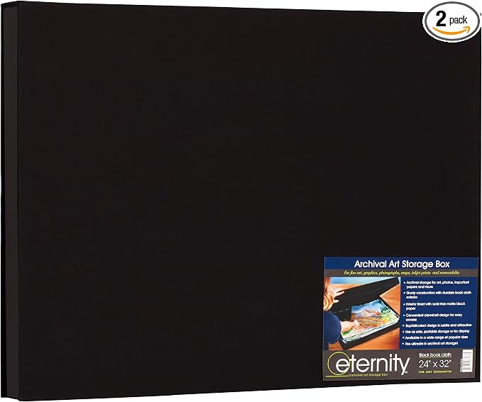 HG Art Concepts Eternity Archival Clamshell Photo Storage Box, Black - 24"x32", 2 Pack - For Storing Artwork, Photos & Documents, Deluxe Acid-Free, Sturdy & Lined With Archive-Quality Paper by HGArtConcepts