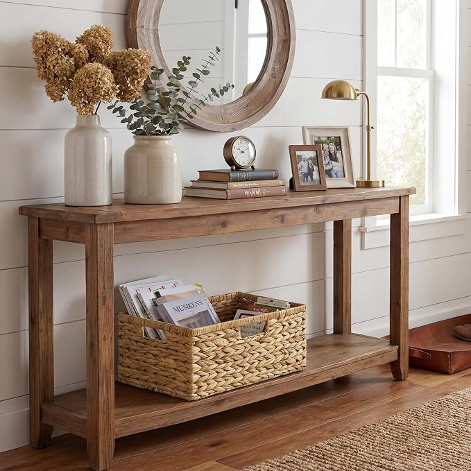 GRANNY SAYS Large Wicker Basket, Wicker Storage Baskets for Shelves, 1-Pack | Water Hyacinth Extra Large Wicker Baskets for Storage, Woven Baskets for Storage, Rectangular Shelf Basket with Handles - Image 6