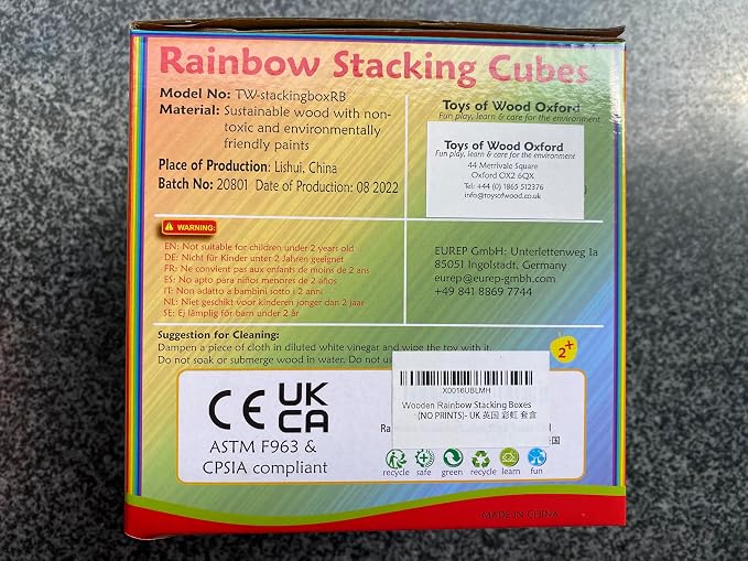 TOWO Wooden Stacking Boxes, Rainbow Nesting Sorting Cups for Toddlers | Rainbow wooden stacking cubes support color sorting, nesting and early learning; Montessori toy for toddlers age 2+ - Image 6