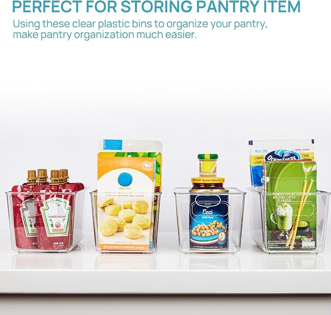 Vtopmart 12 Pack Clear Storage Bins, Pantry Storage Bins with Handle, Small - Image 5