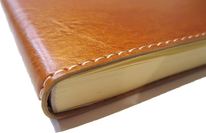 Soft Cover Italian Leather Guest Book with Guests Embossed on Cover - Tan - Image 4