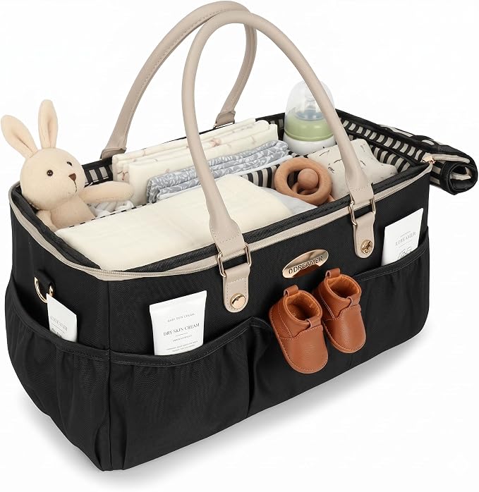 DOKUS & CO Luxe Diaper Caddy Organizer, Extra Large Collapsible Nursery Storage Tote for Baby Essentials & Travel by DokusCo