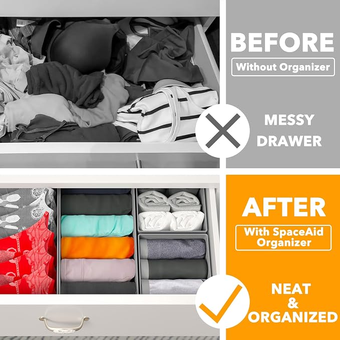 SpaceAid 8 Pack Bed Sheet Organizers and Storage, Drawer Organizer for Clothes, 12 Pack Dresser Drawer Organizer Bins - Image 7