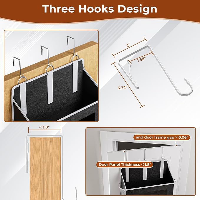 2 Pack 5 Tier Over The Door Organizer Space-Saving Storage for Any Room | Black Hanging Closet Organizer with 10 Mesh Pockets and Clear Windows, Closet Organizers and Storage for Bathroom, Bedroom - Image 4