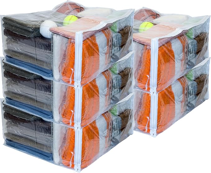 Set of 5 Clear Vinyl Zippered Storage Bags 24 x 20 x 11 Inch by Vinylpac