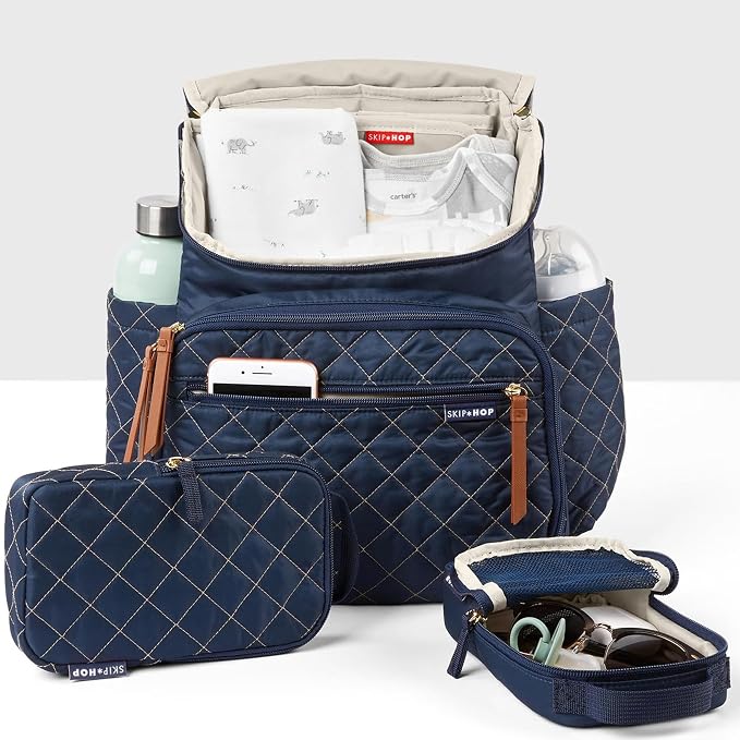 Skip Hop Diaper Bag Backpack: Forma, Multi-Function Baby Travel Bag with Changing Pad & Stroller Attachment, Navy - Image 6