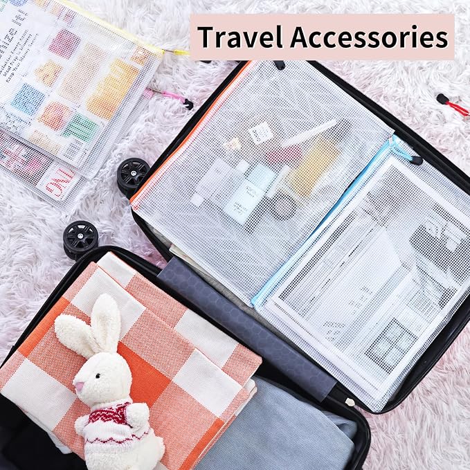 EOOUT 72pcs Mesh Zipper Pouch, A4 Size, 12 Colors Zipper Bags for Organizing Storage, Waterproof Puzzle Bag, Zipper File Bags for Board Games and School Office Supplies - Image 6