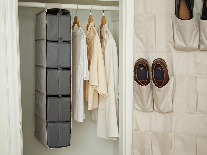 Covermates Hanging Shoe Organizer Set, 7"W x 13.5"D x 34"H, Beige Heather | durable polyester construction, removable trays, 3-year warranty - Image 5