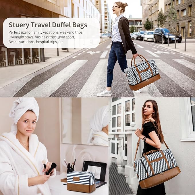 Weekender Bag, Large Travel Duffel Bag for Women, Carry on Overnight Bag with Shoe Compartment and Toiletry Bags - Image 2