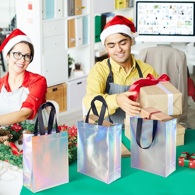 BLEWINDZ 100 Medium Reusable Gift Bags with Handles - Ideal Party Favors & Shopping Bags (10 Colors) - Image 2