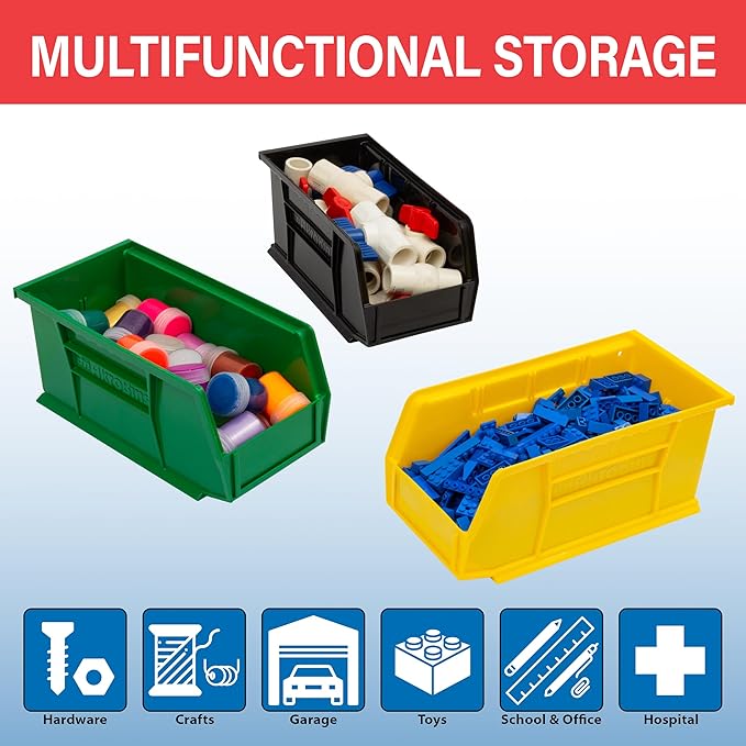 Akro-Mils 30230 AkroBins Plastic Storage Bins, 11"x5"x5", Stone, 12-Pack | Space-Saving Stackable Bins for Garage, Pantry, Craft Organization - Image 4