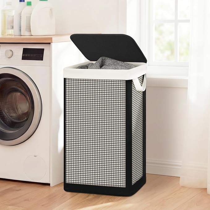 STO STO Laundry Hamper with Lid, 90L Sturdy Steel-Frame Clothes Hamper with Removable Washable Liner, Breathable Large Laundry Basket for Bedroom, Bathroom, Laundry Room, Dorm, Closet - Image 7