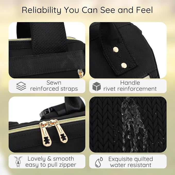 AIJIEKE Large Diaper Bag Backpack, Extra Wide Travel Diaper Bag, Black | Multi-functional waterproof maternity bag. Changing pad, stroller straps, insulated wet/dry pocket. Mom, dad, toddler travel - Image 4