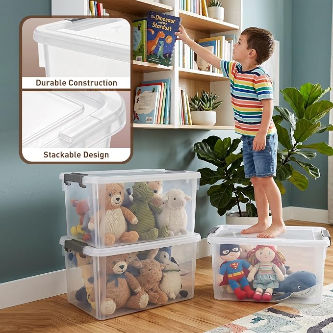 Citylife 32 QT Plastic Storage Bins with Latching Lids Stackable Storage Containers for Organizing Large Clear Storage Box for Garage, Closet, Classroom, Kitchen, 2 Packs - Image 5