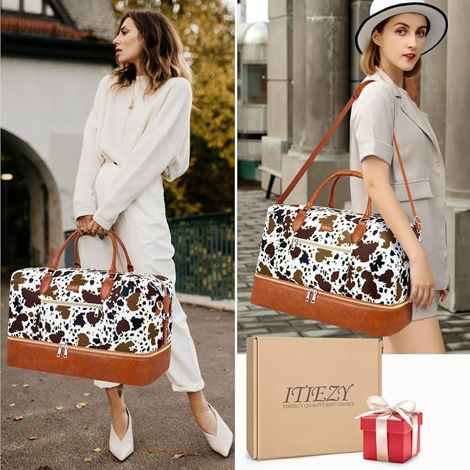 ITIEZY Weekender Bag for Women 21.5" Travel Duffel Large Carry On Bag 3PCS | Nylon Duffel Bag with Waterproof Shoe Compartment, Crossbody Bag and Toiletry Bag, Travel Weekend Hospital Overnight Gym Bag - Image 7