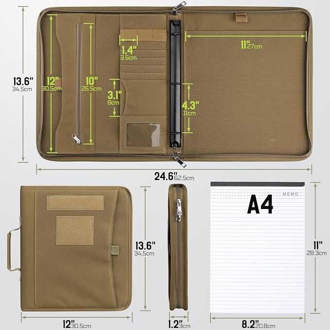 Livans Portfolio Padfolio Binder with Detachable 3-Ring Planner & A4 Paper | Large-12x13.6" Zip Notebook Cover, 25 Sheets Letter Paper, 1" O-Ring, Handle Art Portfolio Bag, for Gift Work Travels School - Image 2