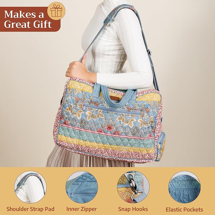 Maison d' Hermine Weekender Bags for Women Cotton Quilted Duffel Overnight Luggage Weekend Bag for Men Gym Gifts Travel | Overnight Luggage Weekend Bag for Men Gym Sports Gifts Duffle bag Business Travellers Trip Spring Summer - Image 6