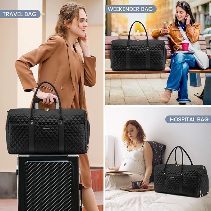 LOVEVOOK Travel Duffle Bag,Weekender Bags for Women Overnight Bag with Shoe Compartment, Carry on with Toiletry Bag,Duffel Bag with Wet Pocket,Hospital Bags for Labor and Delivery - Image 5