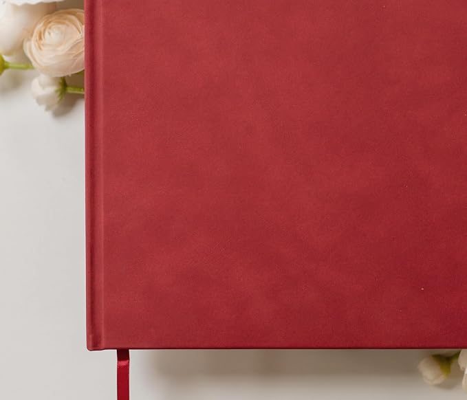 Personalized Guestbook in Red - Premium Custom Modern Guest Book for Wedding Reception, Birthday Party or Events w/Bookmark Blank Pages for Signing 11.5 x 8.5 inches - Image 4