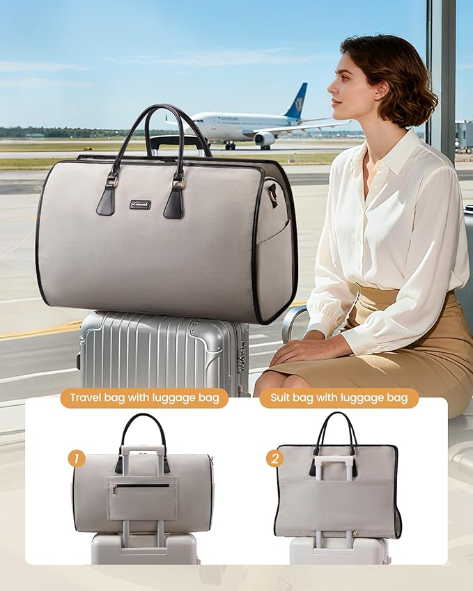 LOVEVOOK Garment Bags for Travel,3 in 1 Garment Duffle Bags with Shoe Pouch | Carry on Garment Bag,Hanging Suitcase,Suit,Dress,Business,Travel Bag,Weekender Bag - Image 6