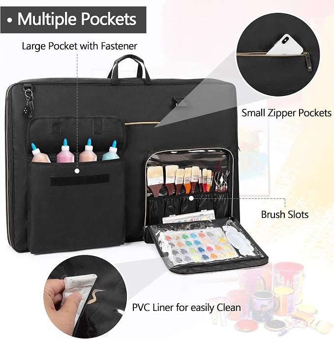 Damero Art Portfolio Case 24 x 36, with Shoulder Strap and Luggage Sleeve | Art Portfolio Bag Case with Reinforced Corners, Artwork Carrying Tote Bag for 4k 8k Sketching and Drawing Painting Supply - Image 5