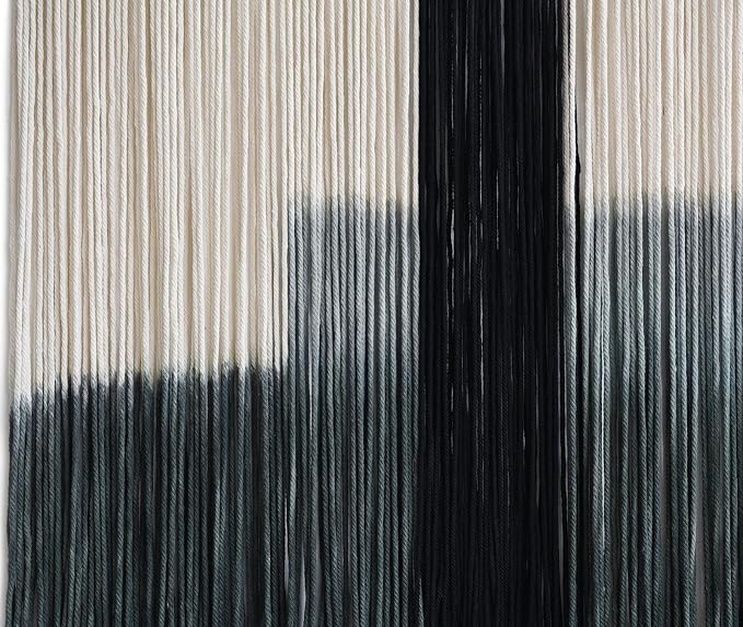 Macrame Wall Hanging Grey Dip Dye Large Boho Fiber Wall Art Decor 57"W*35"L | Neutral Wall Hanging, Handmade Yarn Art, Textured Fiber Decor, for Bedroom Wall Accent, Farmhouse Interior Style - Image 5