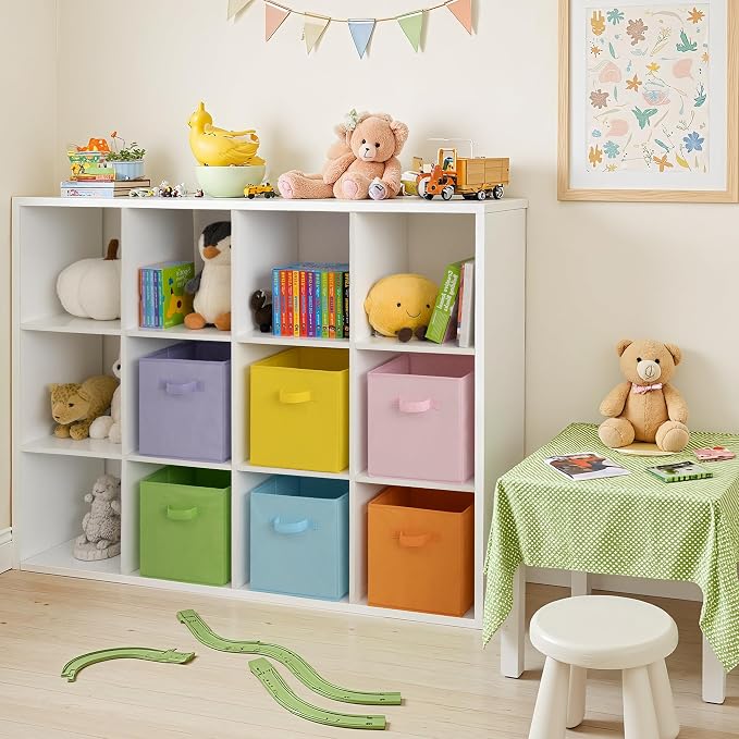 Cupic Cupid 6-Pack 11x11 Cube Storage Bins, Fabric Bins, Pastel Colors | Foldable, Reinforced Front Handle, Holds Toys, Stuffed Animals, Clothes and More, Fits Shelves, Playroom, Nursery, Cubby - Image 4