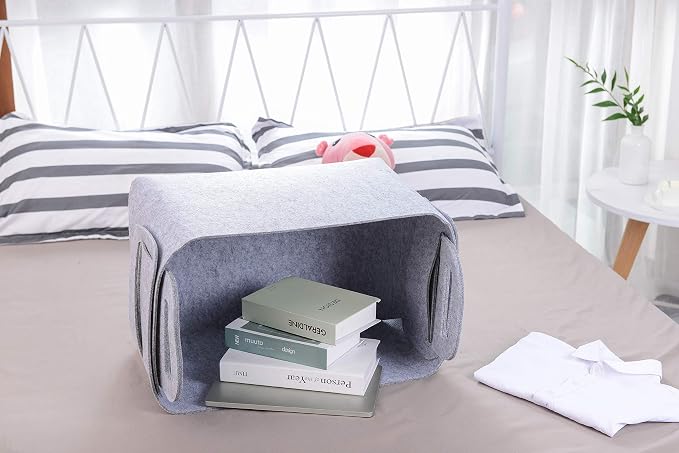 Storage Basket Felt Storage Bin Collapsible& Convenient Box Organizer with Carry Handles for Office Bedroom Closet Babies Nursery Toys Laundry (Light grey, 19.9inch（L）×13.6inch（W）×12.6inch（H）) - Image 4