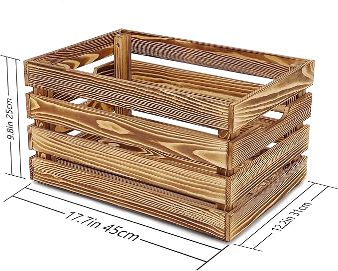 Brown Wooden Crates are Suitable for Storage, Milk Crates, Wine Crates, Festival Decorations, Camping, and Other Multi-Purpose. They are Sturdy and Durable, set of 2 Length of 17.7 inches. - Image 2