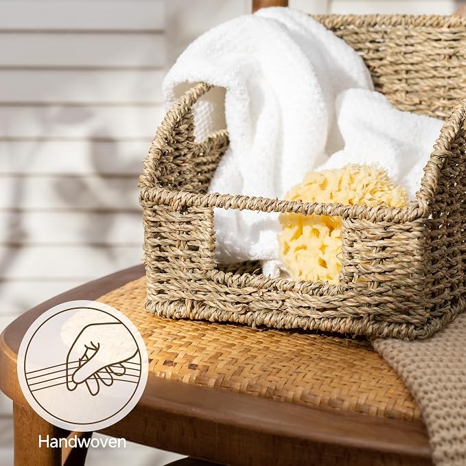 StorageWorks Seagrass Storage Baskets, Pantry Organizers and Storage,3-Pack | Pantry Storage Baskets, Wicker Baskets with Built-in Handles, Handwoven Shelf Baskets for Organizing, Pantry Organization - Image 4