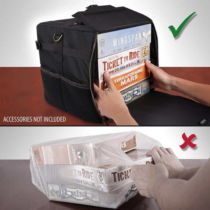 ENHANCE Board Game Shoulder Bag - Reinforced Board Game Storage with Padded Shoulder Strap and Accessories Pockets for Dice, Cards, More - Carrier Protects Tabletop Adventures - Image 8
