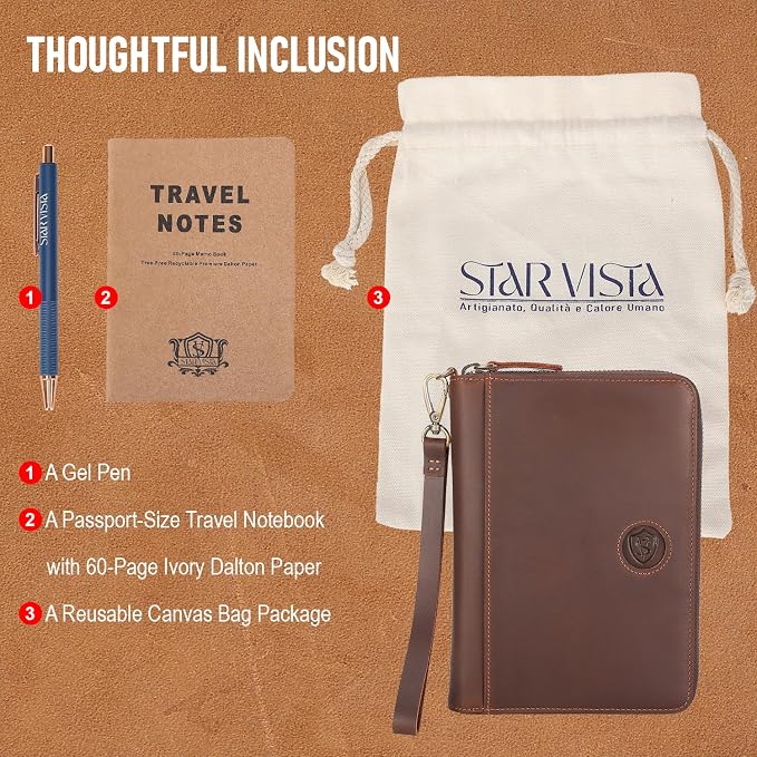 STAR VISTA Lorenzo Full Grain Leather Family Passport Wallet for 4, Large Travel Document Organizer for Exquisite Voyagers, Multi-Currency Compartments, RFID Blocking, AirTag Track, Espresso Brown - Image 6