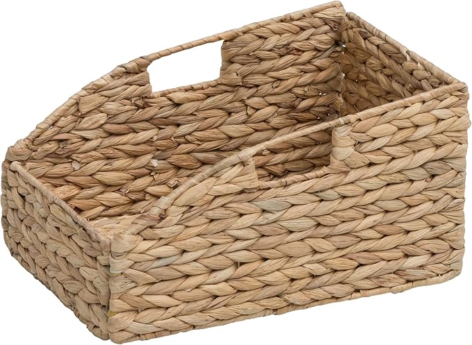 Trapezoid Woven Hyacinth Wicker Pantry Storage Baskets, Set of 2 | 13.25"x9"x7/3.5", Natural, Iron Wire Frame - Image 5