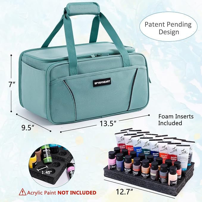 SFYBYHEART Acrylic Paint Storage, Craft Organizer, Art Supply Organizer, Art Tote Bags, Paints Brush Holder for Apple Barrel Acrylic Painting, Palette Board - Image 2